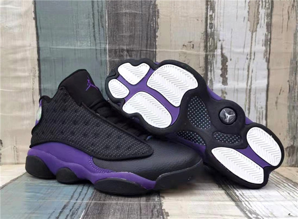 Men's Running Weapon Air Jordan 13 Black And Purple Shoes 031